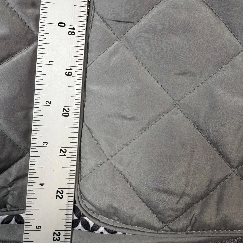 Crown & Ivy Womens Size XL Gray Quilted Full Zip Vest Gold Hardware